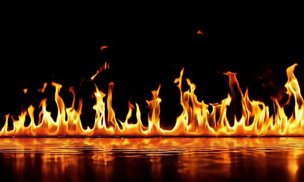 burning fire flames on dark background