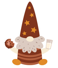 Boho Christmas gnome clipart. Cute festive character. Hand draw vector illustration in flat style	
