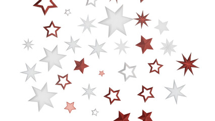 A simple abstract design of red and white stars on a black background.