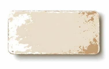 A weathered and distressed rectangular sign with a blank surface, isolated on a white background.