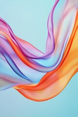 Colorful wave fabric texture flowing smoothly on a soft gradient background.