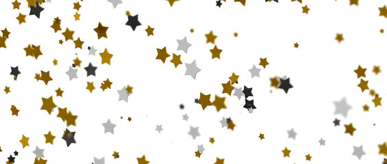 Obraz premium XMAS stars. Confetti celebration, Falling golden abstract decoration for party, birthday celebrate,