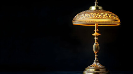 Obraz premium Vintage Brass Table Lamp with Intricate Detailing, Perfect for Home Decor and Interior Design