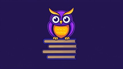 Obraz premium Friendly Owl Perched on Stack of Books