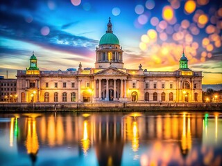 Dublin Custom House: Bokeh captures architectural grandeur.