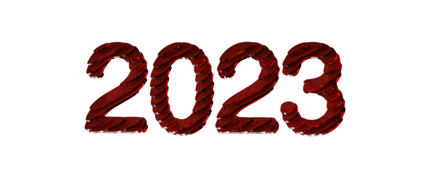 Year as Number - year 2023. 3D illustration numbers isolated white background
