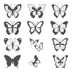 Butterfly silhouette logo design vector, Butterfly silhouette vector illustration art design. Silhouette Butterflies Isolated.