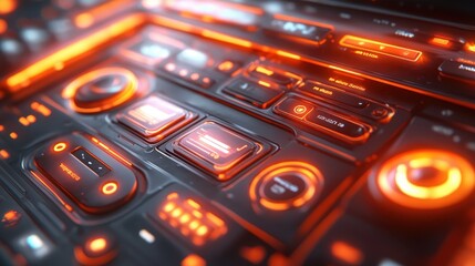 Obraz premium Futuristic control panel with glowing interfaces and high-tech design