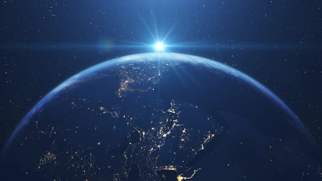 Planet earth sunrise seen from outer space