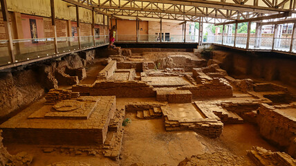 View of the ancient Buddhist monastery, dating back to 2nd - 7th century A.D., Vadnagar, Mehsana,...