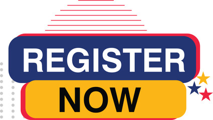 Obraz premium Register Now Slogan Web Banner Template sign up Book Now Entry Symbol