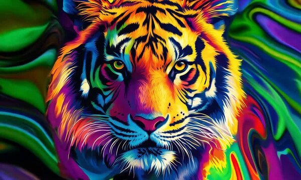 wild tiger in colorful colors