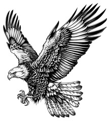 Fototapeta premium PNG Eagle tattoo flash illustration vulture drawing.