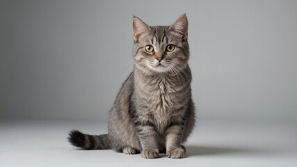Obraz premium cute grey cat with white background 