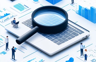 Obraz premium Isometric Visualization of Data Analysis and Visualization in Business