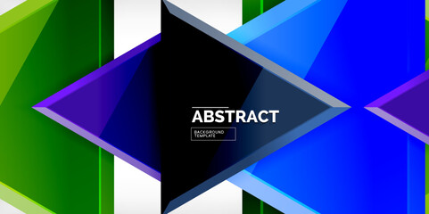 Abstract background - colorful triangles with 3d effect. Vector Illustration For Wallpaper, Banner, Background, Card, Book Illustration, landing page