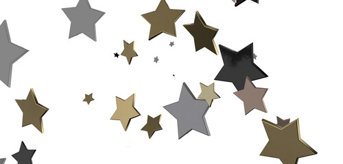 Obraz premium Banner with golden decoration. Festive border with falling glitter dust and stars.