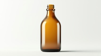 A bottle of amber colored liquid is shown in a white background