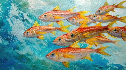 Obraz premium A school of Bengal snapper fish in the sea