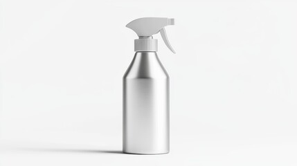A silver spray bottle with a white cap