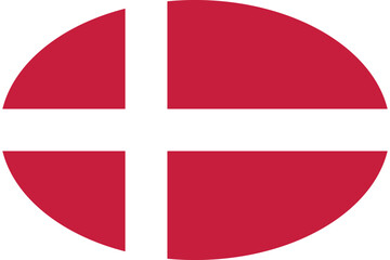 Fototapeta premium Oval shaped national flag of the European country of DENMARK