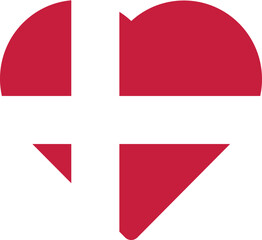 Heart shaped national flag of the European country of DENMARK