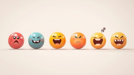 Obraz premium Colorful Expressive Emoji Faces Set