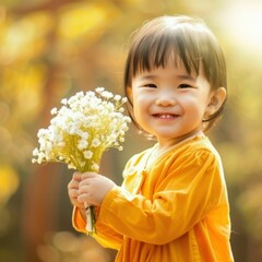 Obraz premium little girl with flower
