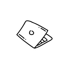 Unique Hand Drawn Laptop Icon with Clean Black and White Outline for a Modern Personal Touch