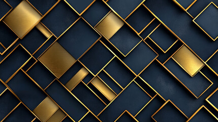 A stylish design with overlapping golden rectangles on a dark blue background. This elegant pattern can be used for various purposes, such as website banners, posters, and templates.
