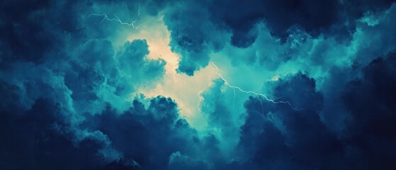 Fototapeta premium Dramatic Blue Storm Clouds Over Dark Landscape