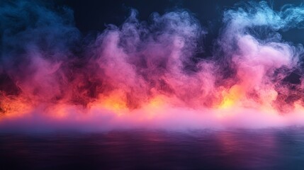 Fototapeta premium This abstract gradient background has streaks of pink and blue neon lights and white dots.