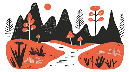 Adventurous Vector Illustration of a Scenic Landscape