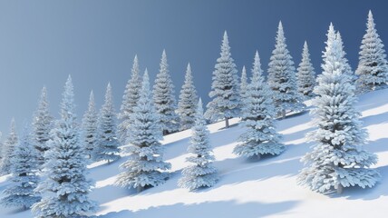Fototapeta premium Pine trees covered with snow, winter and Christmas concept