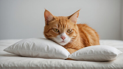 cute orange cat with white background
