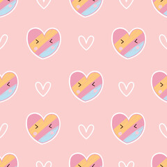 Seamless patterns with heart on pink background. design used for fabric, newborn apparel, textiles, and wallpaper vector illustration.