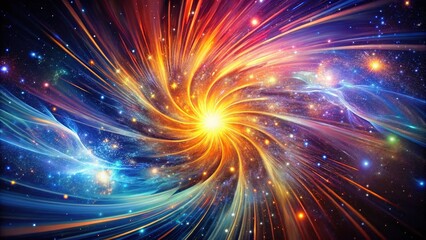 Obraz premium Generative AI transforms night photography, creating abstract bursts of light.