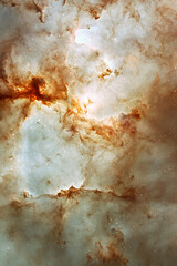 Naklejka premium A breathtaking deep space nebula with swirls of white, orange, and brown hues. Stars scattered across the vast universe