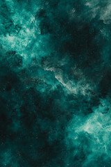 A captivating view of a turquoise-colored nebula, surrounded by bright stars in the depth of the cosmos.