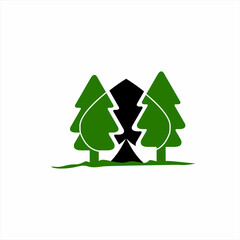 Fototapeta premium Pine tree logo design with ace of spades.