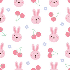 Pink rabbit seamless patterns. animal cartoon background. Hand-drawn design in cartoon style. design for Newborn apparel, textiles, wallpaper, decoration