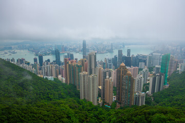 Fototapeta premium Skyline of Hong Kong at daytime from Victoria Peak
