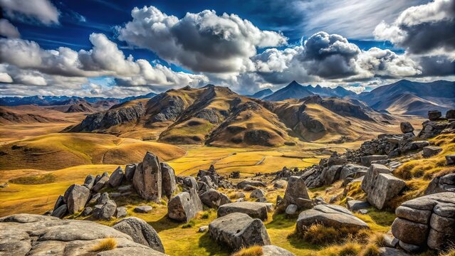Rocky landscape, Peruvian highlands, depth of field