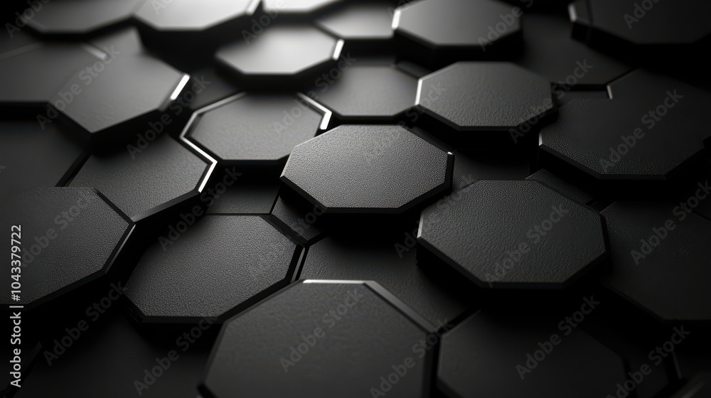 Poster abstract black hexagonal carbon background texture for modern design and technology concepts