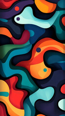 Abstract floral swirl pattern in red and purple with seamless texture and decorative elements