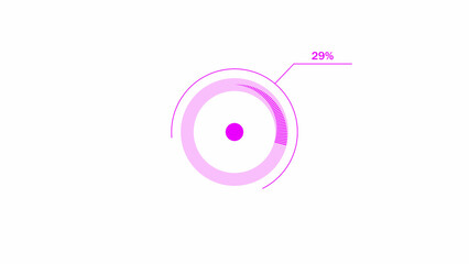loading icon 4k illustration magenta red color 29% circle. magenta red color storage pie chart on white background.