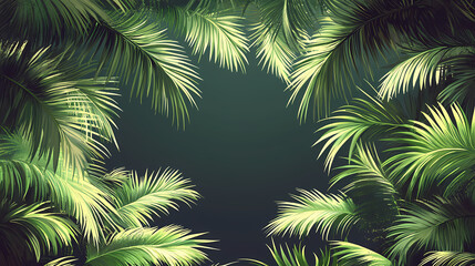 Obraz premium Beautifil Palm Tree Leaf Silhouette Seamless Pattern Background Vector Illustration