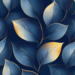 Luxury seamless pattern with striped leaves. Elegant floral background in minimalistic linear style.