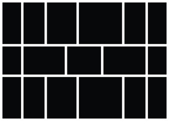 Photo collage vector template, Random mosaic squares, rectangles black and white. empty space for your photos, Vector illustration.