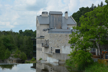 Elora grist Mill. Originally built in the 19th century above the thundering falls of the Grand River and Elora Gorge 